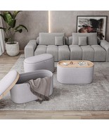 Natural Storage Ottoman with Reversible Wood Tray - $334.91 CAD