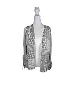 Chico's Womens White Black Paisley Print Open Front Cardigan Sweater Size 1 NWT - $27.71