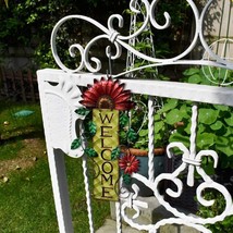 Welcome Sign for Front Door Decor Hanging Sign, Metal Flower Welcome Door Sign W - £14.93 GBP - £38.10 GBP