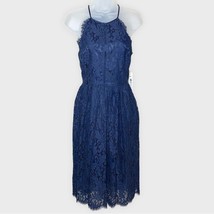NWT ELIZA J navy blue lace overlay halter midi dress size 6 cocktail party - £37.37 GBP