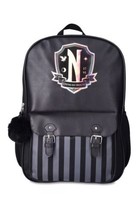 Wednesday Nevermore Logo 17&quot; Laptop Backpack Black NEW - $17.26