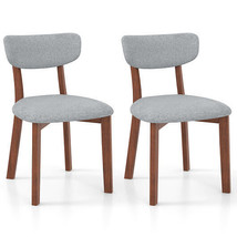 Dining Chairs Set of 2 Upholstered Mid-Back Chairs with Solid Rubber Wood Frame- - $2,767.06 MXN