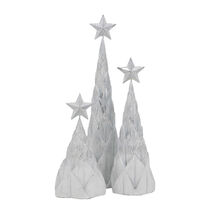 Set of 3 Resin White/Silver Foil Christmas Trees with Star Top - $63.99