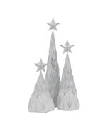 Set of 3 Resin White/Silver Foil Christmas Trees with Star Top - $90.13 CAD