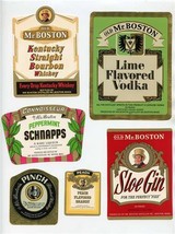 12 Original Old Mr. Boston Liquor Labels + 3 1930&#39;s Whiskey Labels  - $27.72