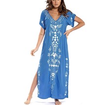 V Neck Caftan Swimsuit Cover Up For Women Short Sleeve Beach Swimwear Turkish Ka - £43.95 GBP