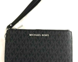New Michael Kors Jet Set Travel Double Zip Logo Wristlet Wallet Black - $59.71