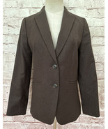 Talbots Womens Blazer Jacket Petite 6P Brown Wool Woven in Italy Two Button - £38.54 GBP