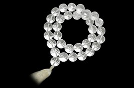 Sphatik Mala / Crystal Quartz Mala - Diamond Cutting - 33 Beads - 20 MM - £254.05 GBP