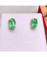 Emerald 14K Gold Earrings, 7x5mm Oval Colombian Emeralds, Oval Emerald J... - £1,047.59 GBP