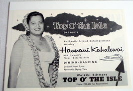 1958 Hawaii Ad Wakiki Biltmore Ad Top of the Isle - £6.38 GBP