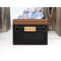 Tory Burch Black Leather Colorblock Logo Card Case Mini Wallet NWT - £75.20 GBP