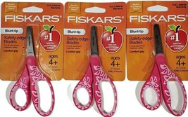 Fiskars Scissors Comfort Grip Blunt-tip safety-edge Blade Floral Lot of ... - £9.09 GBP