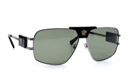 New Versace VE2251 1001/2 Gunmetal Green Aviator Authentic Sunglasses 63-12 - £198.84 GBP