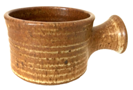 Evelyn LaMers Studio Pottery Soup Bowl w/Handle Brown &amp; Beige 3&quot;H USASigned EUC - £14.46 GBP