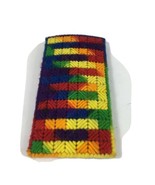 Vintage 70’s Handmade Rainbow  Eye Glasses Case Knitted Yarn Crochet - £10.12 GBP