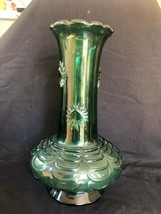 Large 14 inches Art Deco Uranium Glass Vase . Pontil Mark - £174.57 GBP