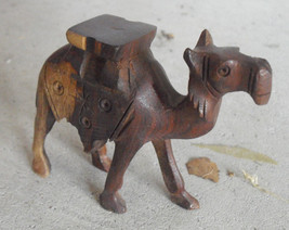 Vintage Hand Carved Wood Walking Camel Figurine 3 1/4&quot; Tall - $25.66 CAD