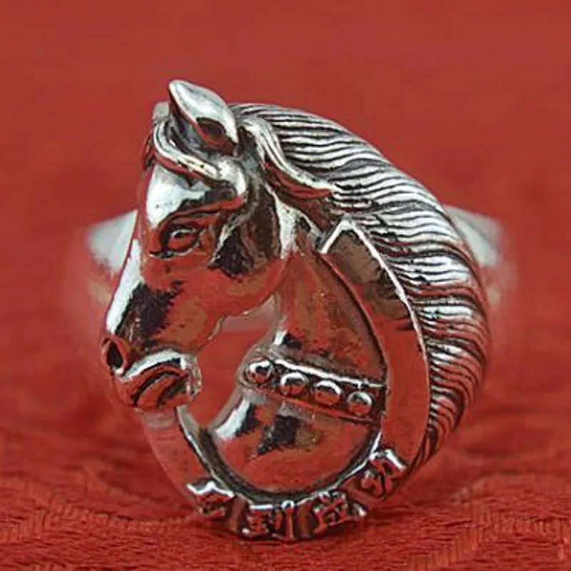 s999 sterling silver ring zodiac male horse horse man sterling silver ring - £70.92 GBP