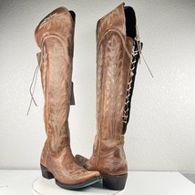 Lane LEXINGTON Over the Knee Womens Cowboy Boots 10 Brown Leather Western Style - $391.05