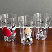 3 Pottery Barn Valentine&#39;s Day Love Kids Snoopy Peanuts Plastic Cups Tumblers - $18.70