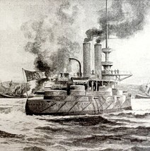 Admiral Cervera Ship Destruction Spanish War 1899 Victorian Print DWV7B - £23.62 GBP