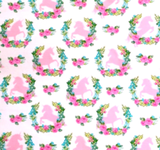 New 1 piece 18Lx30W&quot; Flannel Fabric Pink Unicorns Multicolor Crafts Quilt Sewing - £5.67 GBP