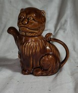 Vintage Oriental Porcelain Brown Cat Teapot Cho Cho Cute 6.25&quot; - £19.80 GBP