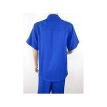 Men 2pc Walking Leisure Suit Short Sleeves By DREAMS 256-21 Solid Royal Blue image 4