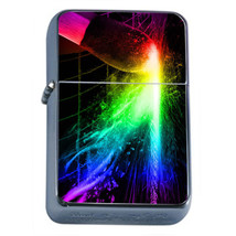 Electric Rainbow Paint Brush Em1 Flip Top Oil Lighter Wind Resistant - £11.63 GBP