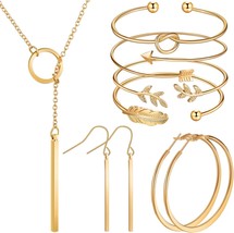 Simple Bar Jewelry Set Vertical Bar Necklace Earrings Adjustable Cuff Bracelet f - £22.13 GBP