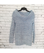 Lauren Conrad Sweater Womens Medium Blue Marled Off the Shoulder Chenille - £27.65 GBP