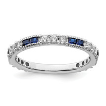 Silver  Synthetic Blue Spinel &amp; CZ Ring QR7024 - £44.64 GBP