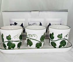 Hand Painted Ceramic 4 Pc. Ivy Herb Planters New  - £38.92 GBP
