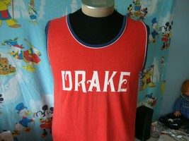 Vintage 80&#39;s Drake University Bulldogs Champion Blue Bar Tag T shirt Tank Top L - £37.82 GBP