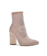 Wild Pair Womens 7 M Nude Bling Rhinestone Pull On Block Heel Boots DISP... - $48.99