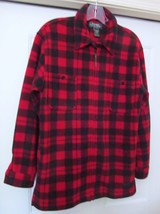 RALPH LAUREN PETITES Shirt Style Jacket Coat RED/BLK FULL ZIP FLEECE Siz... - $38.65