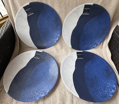 Nautica Home Blue White Wave Dinner Plates Melamine Nautical Ocean 11&quot; N... - £35.09 GBP