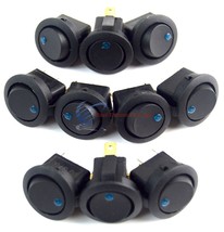10 Pack 3 Prong Black Rocker Switches with Blue LED 12 Volt On/Off Toggle SPST - £17.68 GBP