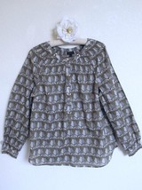 NWT Talbots Etched Owl Popover Blouse Size L Smocked Detail Long Sleeve ... - $24.99