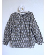 NWT Talbots Etched Owl Popover Blouse Size L Smocked Detail Long Sleeve ... - €21,55 EUR