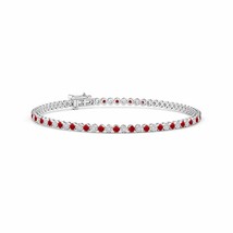 ANGARA Classic Round Ruby and Diamond Tennis Bracelet for Women in 14K Gold - £1,734.12 GBP