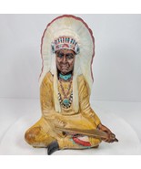 Vintage 1974 Hand Painted Native Tribal Chief Ceramic Statue 12x8x7&quot; Sig... - $67.00