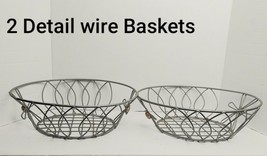 2 Silver Tone Floral Detail Wire Baskets - £7.99 GBP