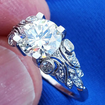 Earth mined Diamond Art Deco Engagement Ring Vintage Platinum Filigree Solitaire - $18,995.25