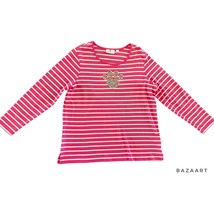 Pink Striped Quacker Factory Paw Print Striped Long Sleeve Tee With Sequins - $16.82