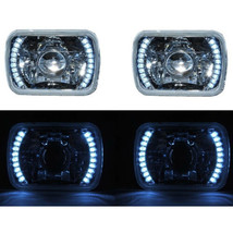 7X6 White LED Halo Projector Halogen Crystal Headlights Angel Eye Light H4 Bulbs - £46.94 GBP