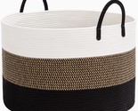 Large Woven Rope Basket With Handles, Blanket Basket Living Room, Baby T... - £32.94 GBP