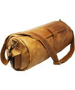 100% Full Grain Vintage Leather Sports Bag Travel Weekender Bag Duffle 8TS01TN - $179.44 CAD