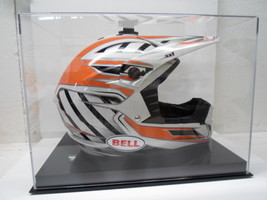 Motocross racing helmet acrylic display case 85% UV filtering solid black base - £55.69 GBP